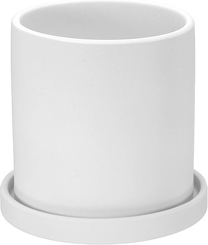 White ceramic plant pot - ceramic, inch