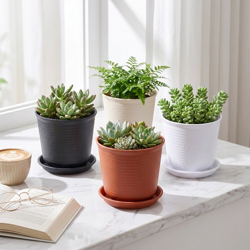 Pack plastic plant pots - 4,