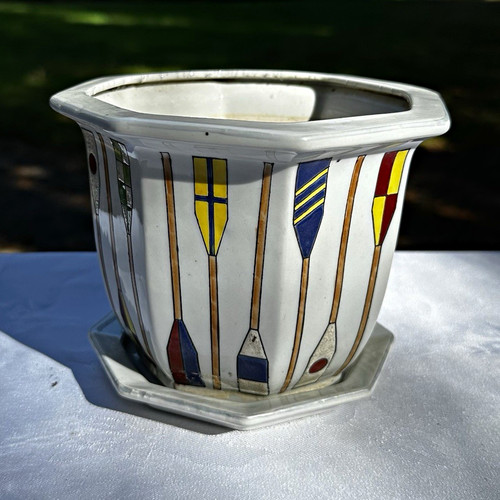 Octagon ceramic planter - ceramic,