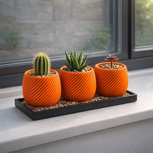 Modern spiral planter set - modern, of